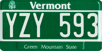 VT license plate YZY593