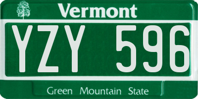 VT license plate YZY596