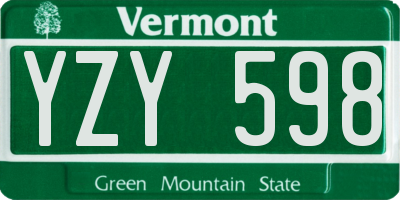 VT license plate YZY598