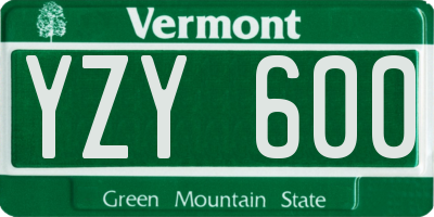 VT license plate YZY600