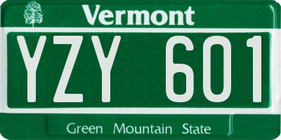 VT license plate YZY601