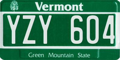 VT license plate YZY604