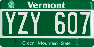VT license plate YZY607