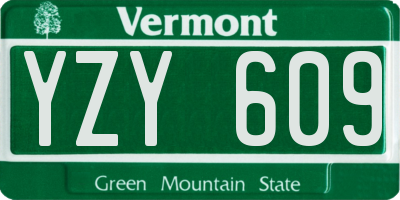 VT license plate YZY609