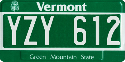 VT license plate YZY612