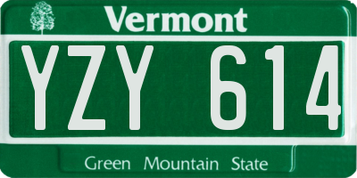 VT license plate YZY614
