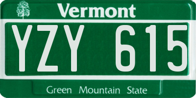 VT license plate YZY615