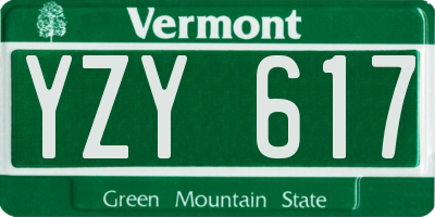 VT license plate YZY617