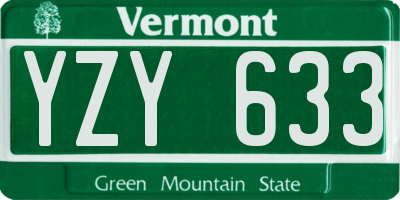 VT license plate YZY633