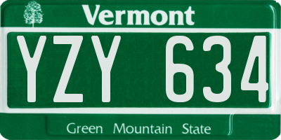 VT license plate YZY634