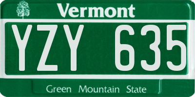 VT license plate YZY635