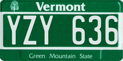 VT license plate YZY636