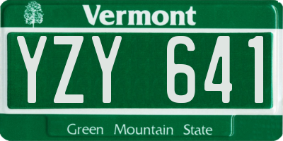 VT license plate YZY641