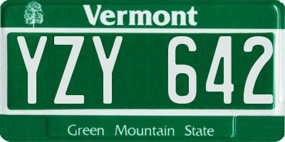 VT license plate YZY642