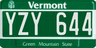 VT license plate YZY644