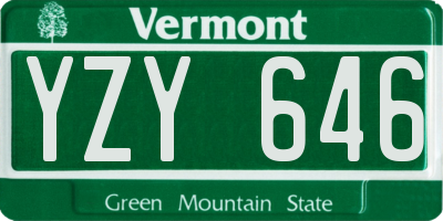 VT license plate YZY646