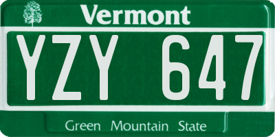 VT license plate YZY647