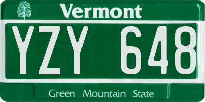 VT license plate YZY648