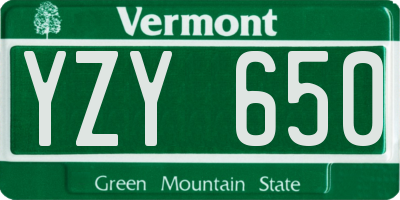 VT license plate YZY650