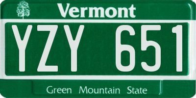 VT license plate YZY651