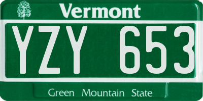 VT license plate YZY653