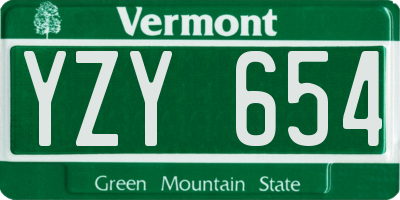 VT license plate YZY654