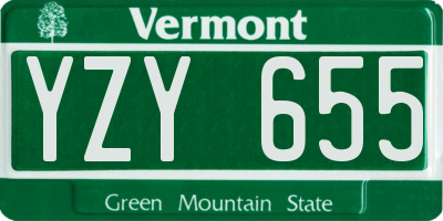 VT license plate YZY655