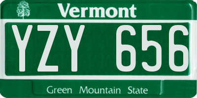 VT license plate YZY656