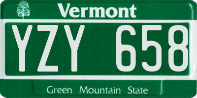 VT license plate YZY658
