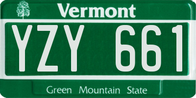 VT license plate YZY661
