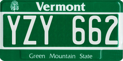 VT license plate YZY662