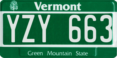 VT license plate YZY663