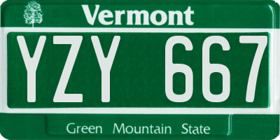 VT license plate YZY667