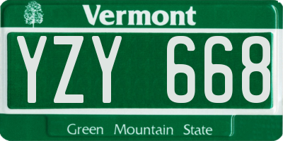 VT license plate YZY668