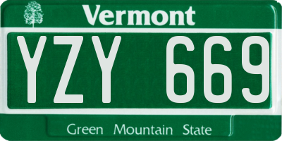 VT license plate YZY669