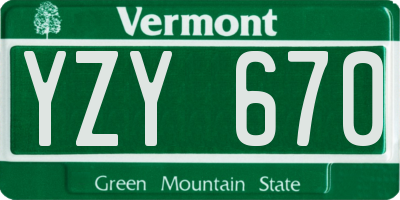 VT license plate YZY670