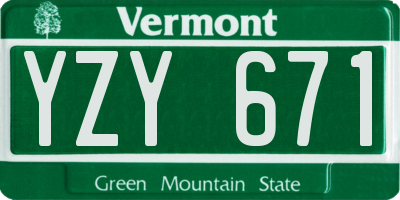 VT license plate YZY671