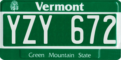 VT license plate YZY672