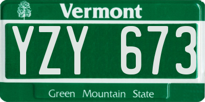 VT license plate YZY673