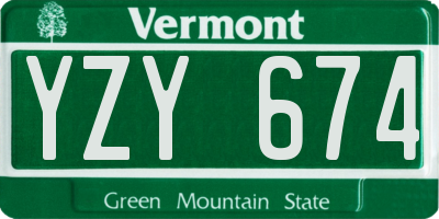 VT license plate YZY674