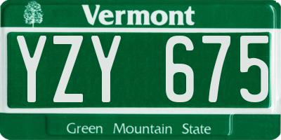 VT license plate YZY675