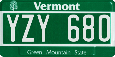 VT license plate YZY680