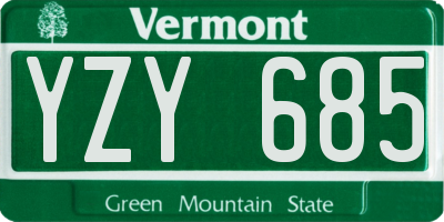 VT license plate YZY685