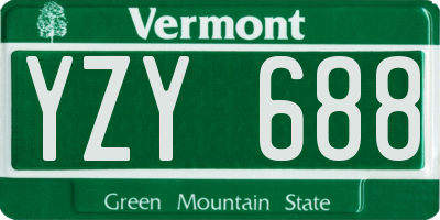 VT license plate YZY688