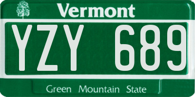 VT license plate YZY689