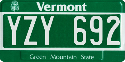 VT license plate YZY692