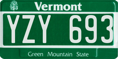 VT license plate YZY693