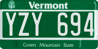 VT license plate YZY694