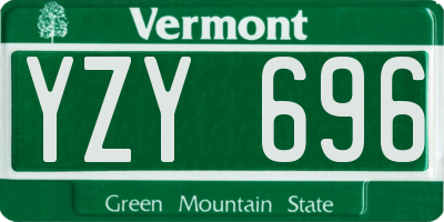 VT license plate YZY696