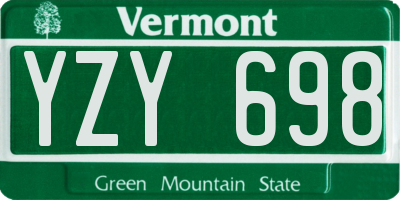 VT license plate YZY698
